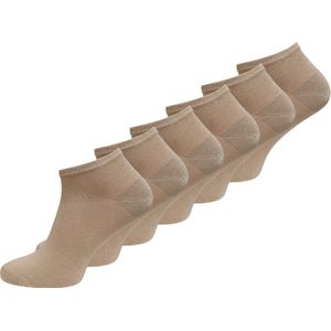 6 paar Bamboe sneakersokken - Naadloos - Zachte sokken - Antibacterieel - Beige - Maat 35-38