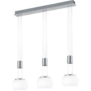 LED Hanglamp - Hangverlichting - Torna Maliba - 24W - 3-lichts - Warm Wit 3000K - Dimbaar - Rechthoek - Mat Nikkel - Aluminium