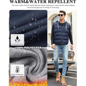 Heren Waterafstotend Gewatteerd Gilet met Capuchon en Zakken