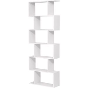 Signature Home Corsica Boekenrek - Vrijstaande boekenkast met 6 niveaus - boekenkast - stellingkast staande display unit vrijstaande kast decoratief 6 niveaus - wit