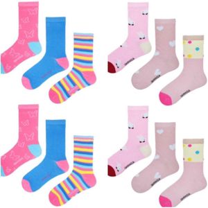Kindersokken 12 paar - Meisjes - Roze - Maat 35-38 | Sokken Kinderen | Sokken Meisjes