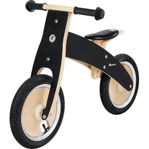 Houten loopfiets - HyperMotion ZWART - 3 jaar peuterfiets kinder loopfietsen - jongens en meisjes - Hout - loopfietsje - kinderloopfiets peuter fietsje met luchtbanden kinderloopfietsje voor peuters
