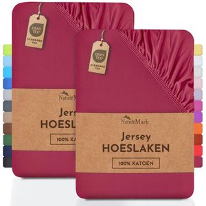 NatureMark - Hoeslakens - Bordeauxrood - 2-pak - 100% Katoen - 70x140 cm
