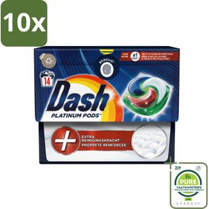 10 x Dash Platinum - Wasmiddel Capsules - Witte en Gekleurde Was - 14 Wasbeurten - Grootverpakking - Wasmiddel Capsules - Vlekkenverwijderaar - Waspoeder - Wasmiddel - Biologisch Afbreekbaar