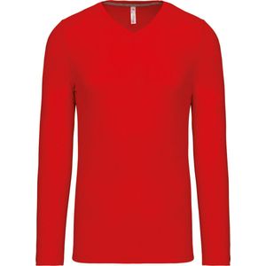 Kariban T-shirt V-hals lange mouwen K358 - Red - XXL