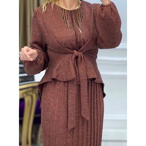 Dames 2-delige trui rok set, trui rok sets, lange mouwen polo trui top A-lijn rok set