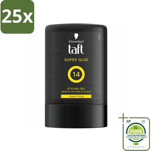 25 x Taft - Super Glue 14 - Styling Gel - Ultieme stevigheid - 300 ml - Grootverpakking - Haargel - Super Glue Hold - Taft - Mannenhaar - Extreme Fixatie