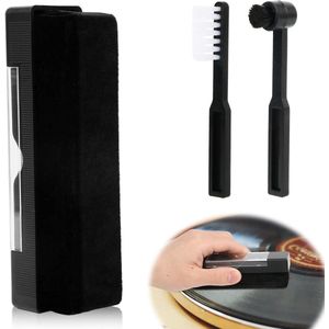 JHubers Goods - 3-delige Vinyl Reinigingsset - Zachte Fluwelen Platenborstel en Styluspenseel - Zwart