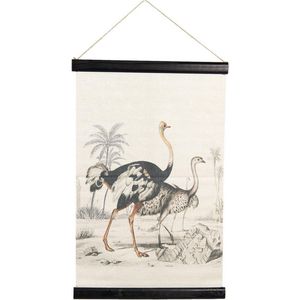 Wandkleed 40*2*60 cm Meerkleurig Linnen Rechthoek Struisvogels Wanddoek Wandhanger Wandkaart