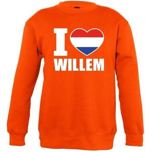 Oranje I love Willem sweater kinderen 9-11 jaar (134/146)