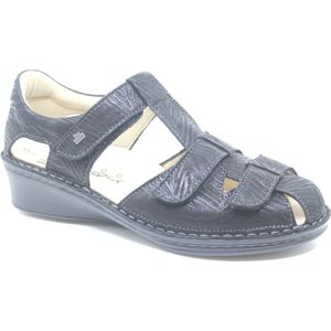Finn Comfort, FUNEN, 02666-713144, Zwarte sandaal met dichte hiel en neus wijdte F