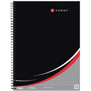 Foray Notebook - Spiraalblok Whitelines A4+ Ruled Black 80 Sheets