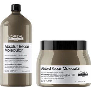 L'Oréal Professionnel - Absolut Repair Molecular Shampoo 1500ml + Mask 500ml- Voordeelset