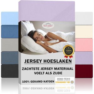 Silky Jersey  Zijdezachte Jersey Hoeslaken Strijkvrij 100% Gekamd Katoen - 100x200+30 cm  Lavender