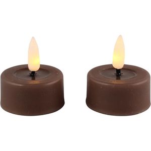 Theelichtjes - taupe - 4,5x2,2cm - 2 stuks - waxinelichtjes - led kaarsen met flikkerende vlam - led kaars - led waxinelichtjes