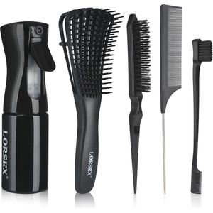 Haarborstel en Spritzfles Set voor Natuurlijk en Afro Haar - Ontwarring en Styling Gereedschap voor Golvend en Krullend Haar