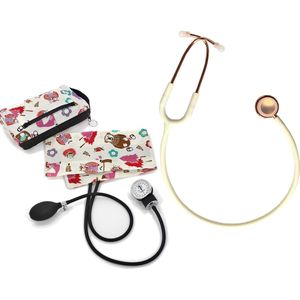 Set Bloeddrukmeter met Stethoscoop Wit - Bovenarm - Bloeddrukmeter met Etui - Handmatig - Stethoscoop Medisch - MDR Gecertificeerd