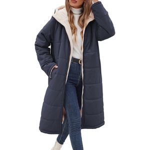 Dames winterjas met capuchon - Lange parka, gewatteerd en warm