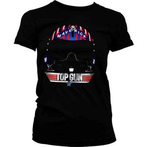 Top Gun Dames Tshirt -L- Maverick Helmet Zwart