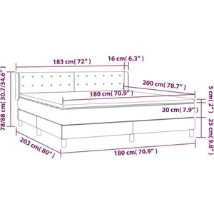 vidaXL - Boxspring - met - matras - fluweel - donkerblauw - 180x200 - cm