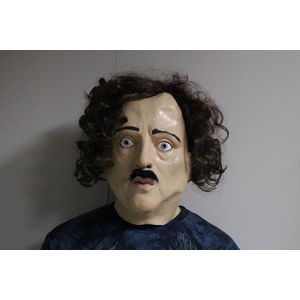 Man masker bruine haren met snor (Allan Poe / Ron Jeremy)