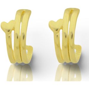 Moon Heart Earrings Gold 14K