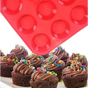 BASVII Muffinvorm siliconen voor 12 muffins, 2 stuks Muffinbakvorm, Muffin bakvorm geschikt voor bakken, BPA-vrij, Anti-aanbak, Gemakkelijk schoon te
