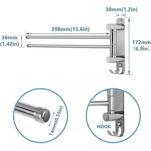 handdoekhouder - Wall Towel Holder, Bathroom Towel Rack, 35L x 24.8W x 8.3H centimetres