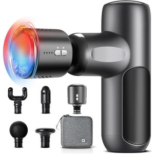 Gloovon Massage Gun - Professioneel Massage Apparaat - Massage Pistool - Hot/Cold Massagekop - 12 mm Dieptemassage - 6 Opzetstukken - Zwart