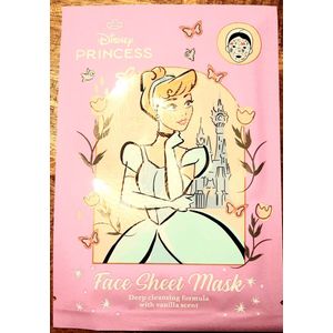 Disney Princess - face sheet mask - tissue masker - gezichtsmasker - Cinderella Assepoester - diepreinigend met vanille vanilla - vegan