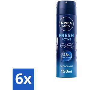 NIVEA MEN - Deodorant Spray - Fresh Active - 150 ml - Voordeelverpakking - 6 stuks