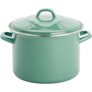 Lite-Body Magnus Soeppan/Stamppotpan met deksel - 24cm/8l - Emaille - Olijf groen