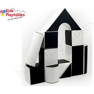 Zachte Soft Play Foam Blokken set 11 stuks zwart-wit | grote speelblokken | baby speelgoed | foamblokken | reuze bouwblokken | motoriek peuter | schuimblokken