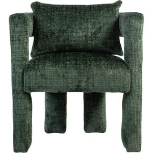 Merax Chenille Loungestoel - Uniek Design met Holle Armleuning - Comfortabel Kussen - Geschikt voor Woonkamer - Eetkamer - Slaapkamer en Kantoor - Donker Hemelsgrijs