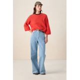 Sissy-Boy - High Rise Wide Leg Jeans - Blauw - Met Bloemen