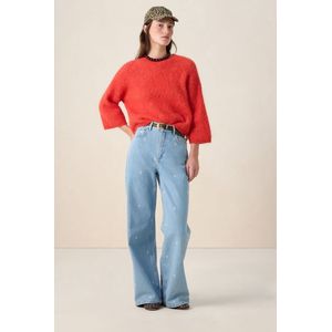 Sissy-Boy - High Rise Wide Leg Jeans - Blauw - Met Bloemen