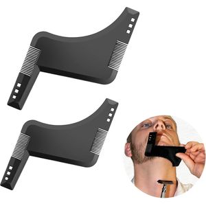 Beard sjabloon - Baardstencils voor mannen - Zwart - Baard sjabloon voor kinderen - Snorren - Nek voor baardcontour - Pack van 2