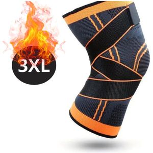 Nivard Kniebrace - Sportbrace Knie - Knee Sleeves - Knee Sleeves Powerlifting - Compressie Knie Brace - Knee Wraps - Knee Support - Dames - Heren - Comfortabel - Oranje - Maat XXXL
