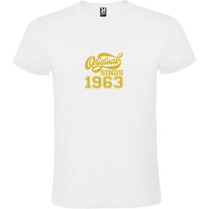 Wit T-Shirt met “Original Sinds 1963 “ Afbeelding Goud Size XL