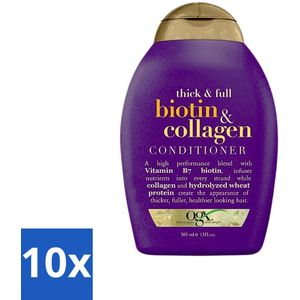 10 x OGX - Biotin + Collagen - Conditioner - Volumegevend - Voor Fijn Haar - 385 ml - Haarproducten - Haarverzorging - OGX Biotin + Collagen