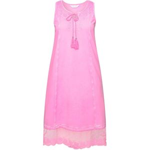 MIAMODA - Dames - Jersey jurk A-lijn cold dyed opengewerkt borduursel mouwloos - Neon bes - Maat 42