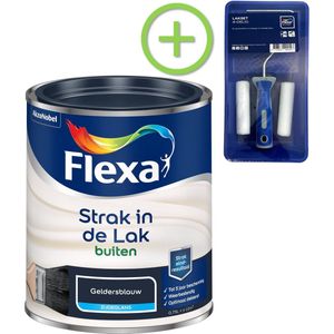 Flexa - Flexa Strak In De Lak Zijdeglans - Buiten - Gelderblauw - 750 ml + Lakroller