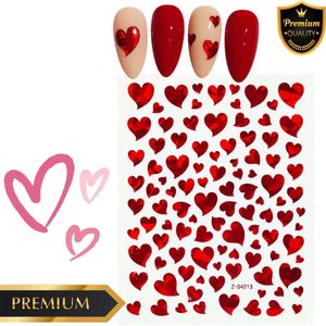 GUAPÀ® Nagelstickers Hartjes | Nagel stickers Valentijnsdag | Nail Decals | 3D Nagelstickers Zelfklevend | Nail Art | 1 Velletje Nagelstickers Rode Hartjes