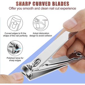 2 stuks Nagelknipper, premium roestvrijstalen vingernagel- en teennagelknippers, vingernagelknippers met scherpe nagelvijl.
