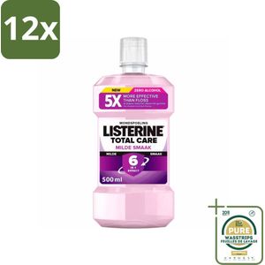 Listerine – Mondwater – Total Care – Extra mild – 500 ml - Voordeelverpakking - 12 stuks - Tandvlees - Tandplak