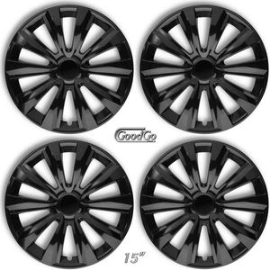 Wieldoppen - DELTA-BK - Glanzend Zwart - 14 inch - Set van 4 stuks