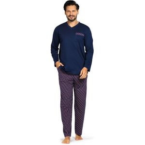 Comte - Heren Pyjama - 100% Katoen - Donkerblauw - Maat XL