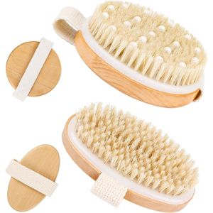 2-stuks lichaamsborstel cellulitis droge borstel veganistisch - natuurlijke haren badborstel - droge borstel massageborstel - droge massageborstel voor doorbloeding .