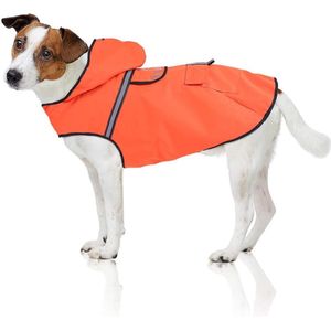 Hondenregenjas – waterdichte hondenjas met capuchon en reflectoren voor drugs, beveiligde looppaden, de speelplaats voor hond en vakantie met hond (XS, oranje)