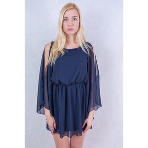 marineblauw, jurk geventileerde mouwen